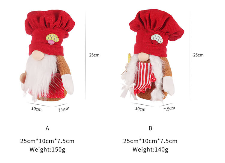 Christmas Decoration 2Pcs Christmas Red Knitted Chef Hat Faceless Doll Standing Doll