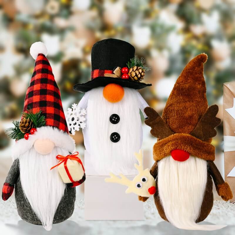 Christmas Gnome, Reindeer Santa Snowman Plush Dolls Gnome Ornaments for Home Decoration