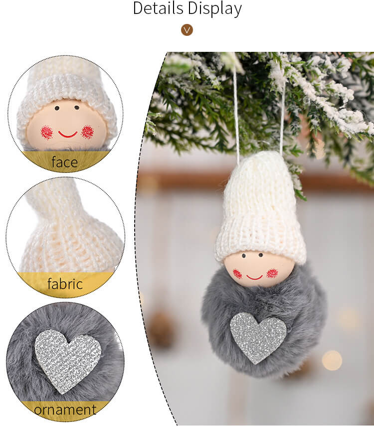 6 Pieces Christmas Decoration Plush Ball Pendant Cute Mini Snowman Christmas Tree Decoration