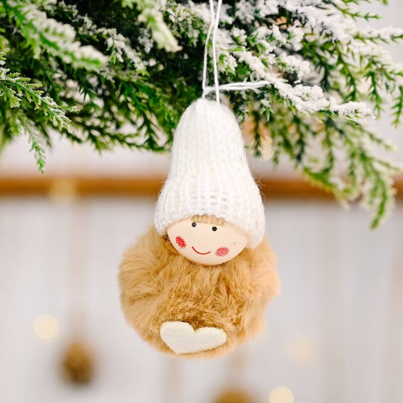 6 Pieces Christmas Decoration Plush Ball Pendant Cute Mini Snowman Christmas Tree Decoration