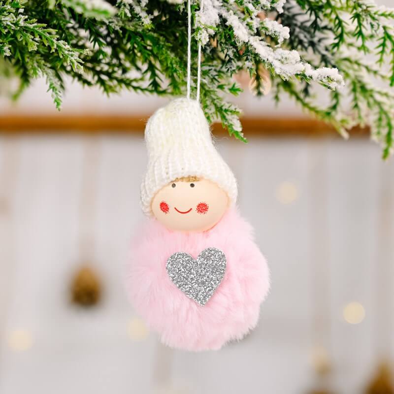 6 Pieces Christmas Decoration Plush Ball Pendant Cute Mini Snowman Christmas Tree Decoration