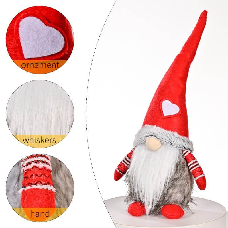 Christmas Decoration 2Pcs Red Hat Love Faceless Doll Standing Doll