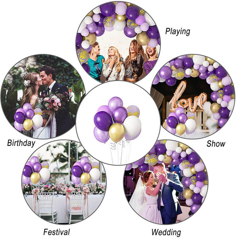 129 Pcs Purple Balloon Arch Garland Set for Birthday Wedding Baby Party Decorative Balloons