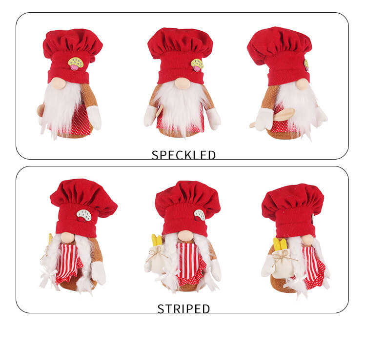 Christmas Decoration 2Pcs Christmas Red Knitted Chef Hat Faceless Doll Standing Doll