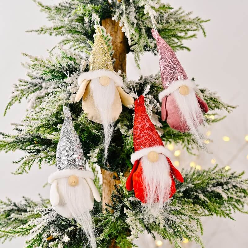 4 Pieces Christmas Sequin Cap Gnomes Ornaments Decoration Faceless Doll Christmas Tree Decoration