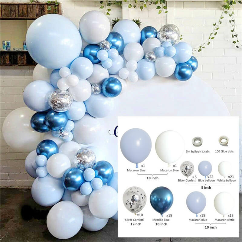 107 Pcs Blue Balloon Arch Garland Set for Birthday Wedding Baby Party Decoration Balloons