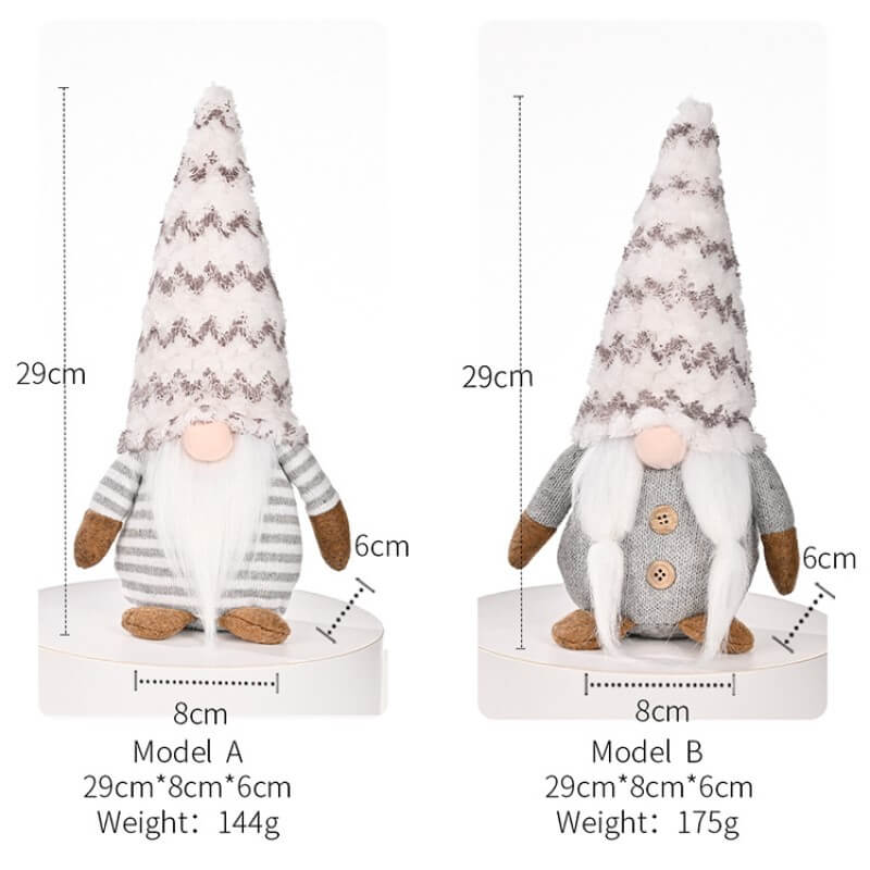 Christmas Decoration 2Pcs Couples Grey Faceless Doll Standing Doll