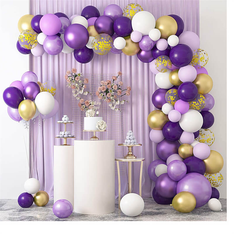 129 Pcs Purple Balloon Arch Garland Set for Birthday Wedding Baby Party Decorative Balloons