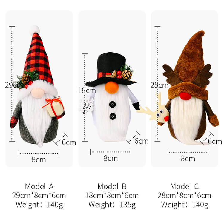 Christmas Gnome, Reindeer Santa Snowman Plush Dolls Gnome Ornaments for Home Decoration