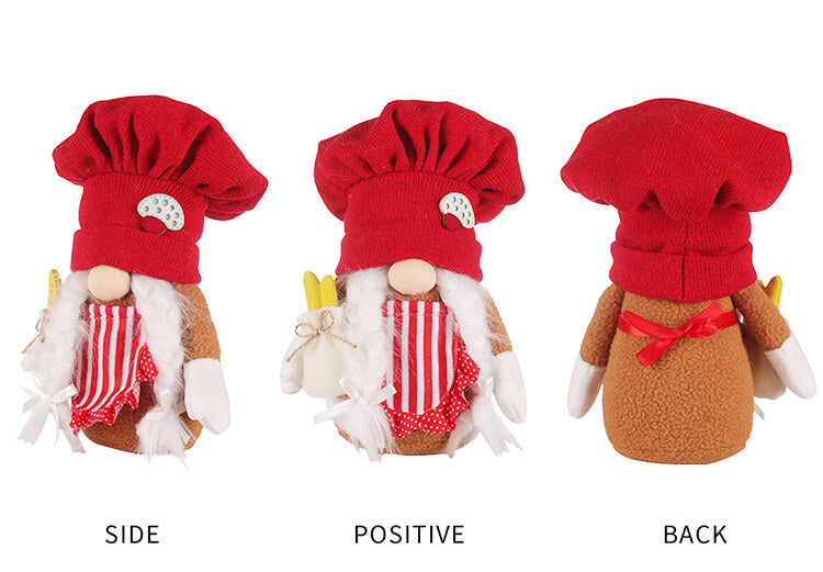 Christmas Decoration 2Pcs Christmas Red Knitted Chef Hat Faceless Doll Standing Doll