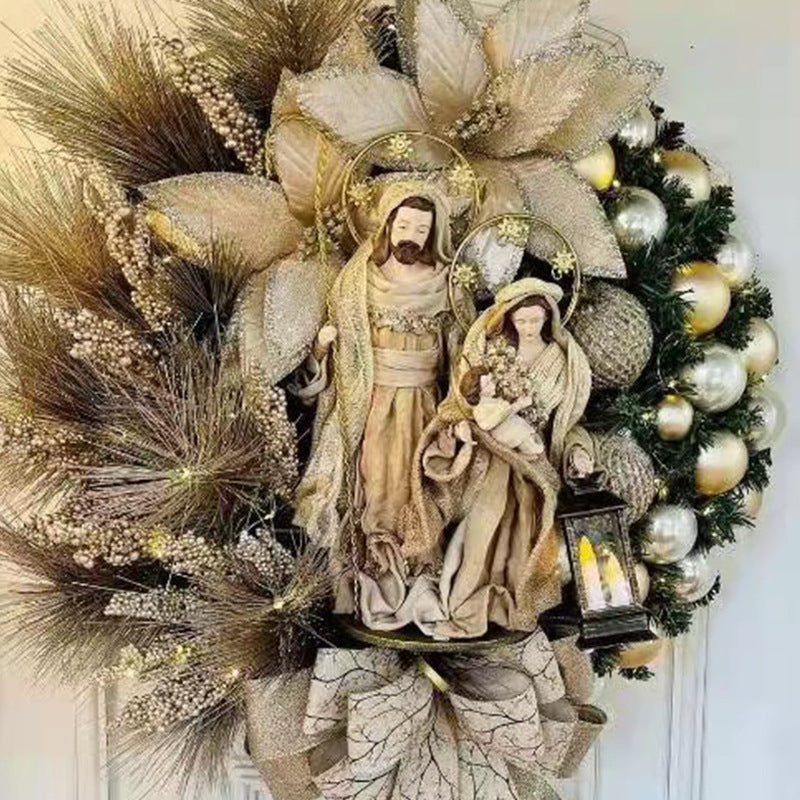 Sacred Christmas Wreath with Lights