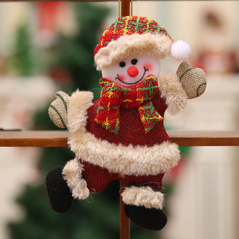 4PCS Christmas Ornaments Gift Xmas Hanging Decoration Santa Claus Snowman Reindeer Bear Doll for Christmas Holiday Party Home Decor