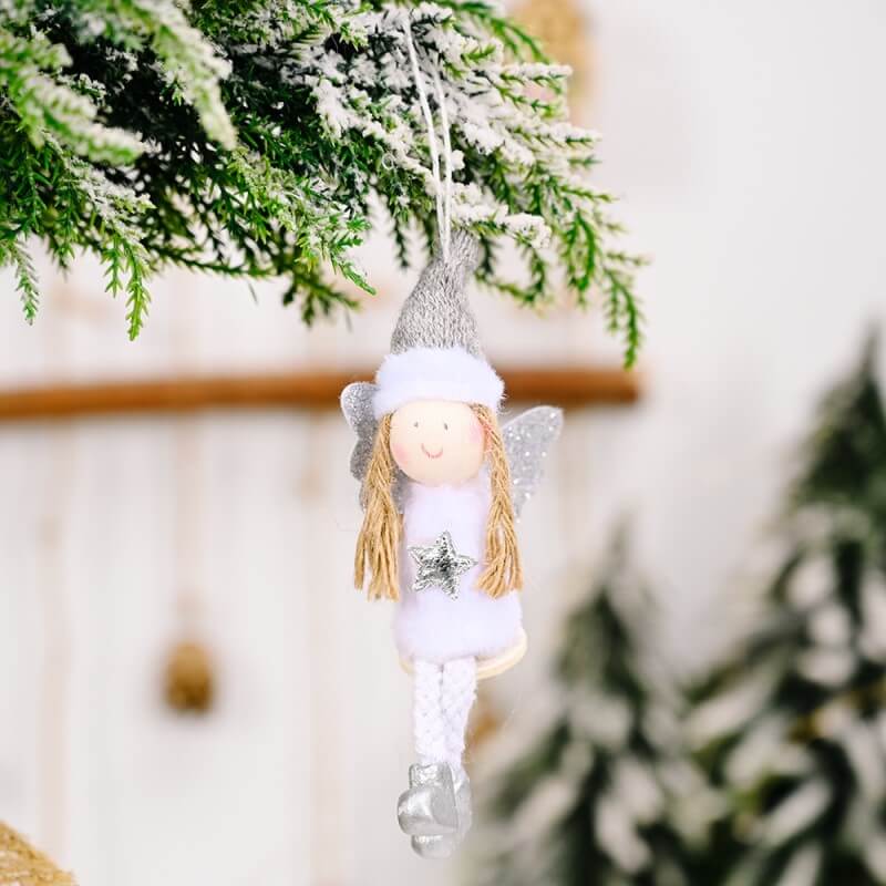 4 Pieces Christmas Sitting Posture Hanging Leg Angel Christmas Tree Ornament