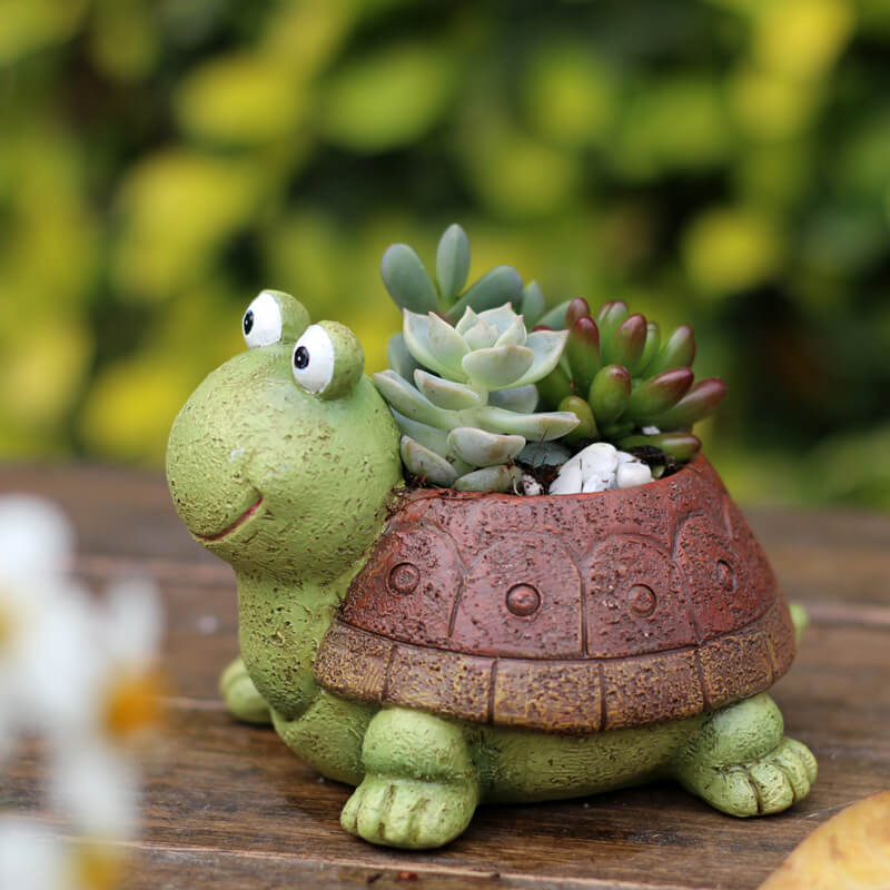 Creative Tortoise Plant Pot Resin Flower Pots for Home Office Desktop Table Ornament