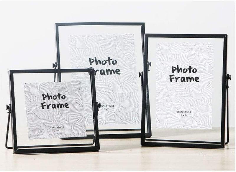 Black Retro Glass Metal Photo Frame Artwork Picture Frame for Pothos, Plant Specimen Tabletop Display