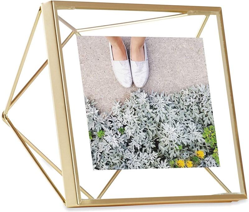 Golden Diamond Shape Retro Glass Metal Photo Frame Artwork Picture Frame for Pothos, Plant Specimen Tabletop Display