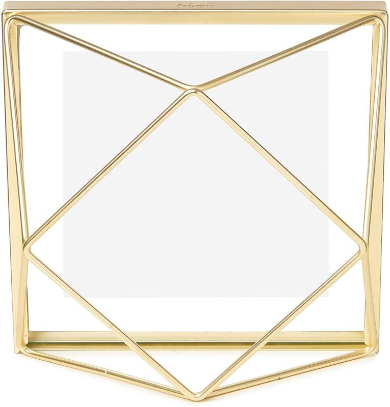 Golden Diamond Shape Retro Glass Metal Photo Frame Artwork Picture Frame for Pothos, Plant Specimen Tabletop Display