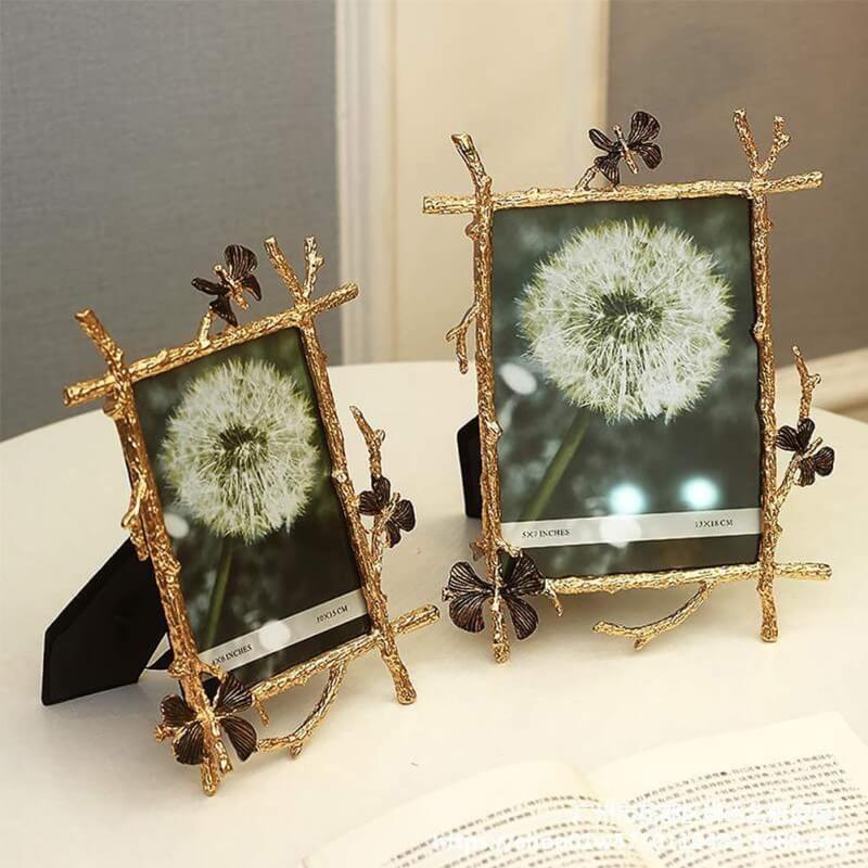 Retro Style Plating Gold Butterfly Metal Photo Frame Table Top Display Photos Frame for Bedroom and Living Room