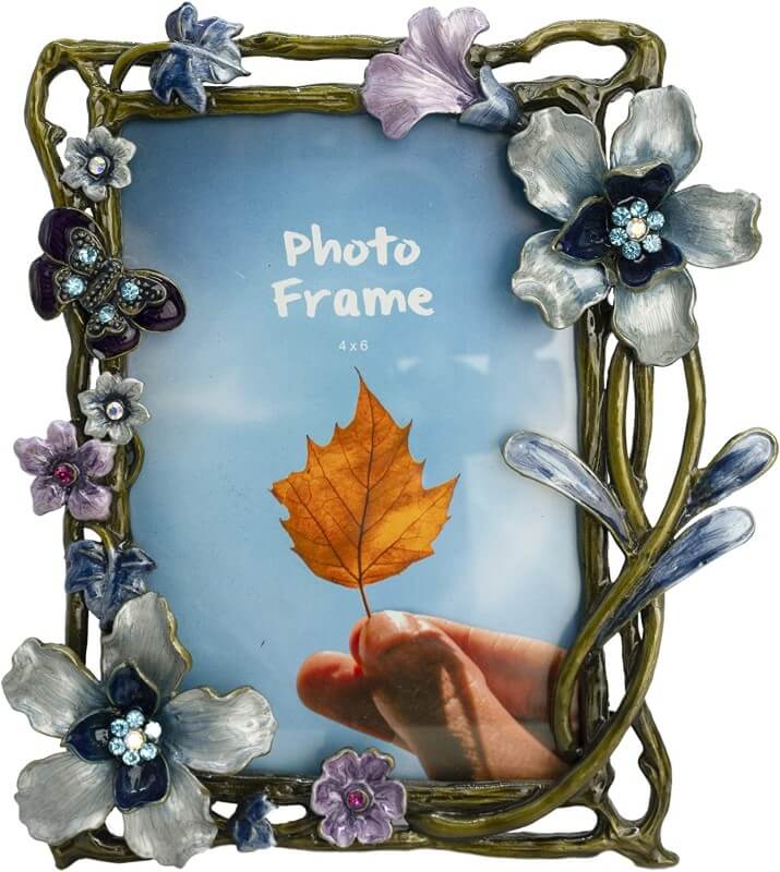 Colorful Flower Pattern Metal Photo Frames Friends Gift Picture Frame Table Top Frame