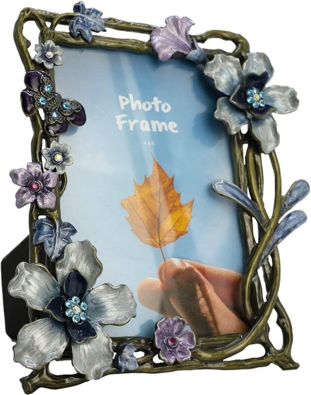 Colorful Flower Pattern Metal Photo Frames Friends Gift Picture Frame Table Top Frame