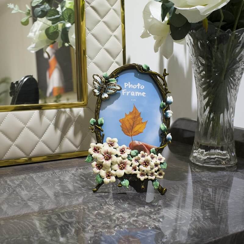 Butterfly Flower Pattern Metal Photo Frames Friends Gift Picture Frame Table Top Frame