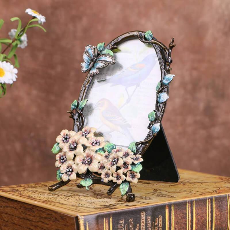 Butterfly Flower Pattern Metal Photo Frames Friends Gift Picture Frame Table Top Frame