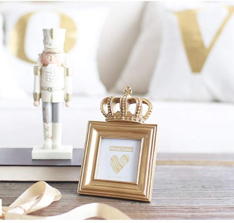 Square Shape Golden Crown Resin Photo Frame Home Decor Desktop Picture Frame