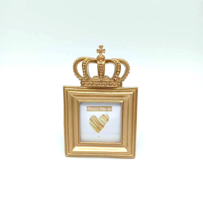 Square Shape Golden Crown Resin Photo Frame Home Decor Desktop Picture Frame