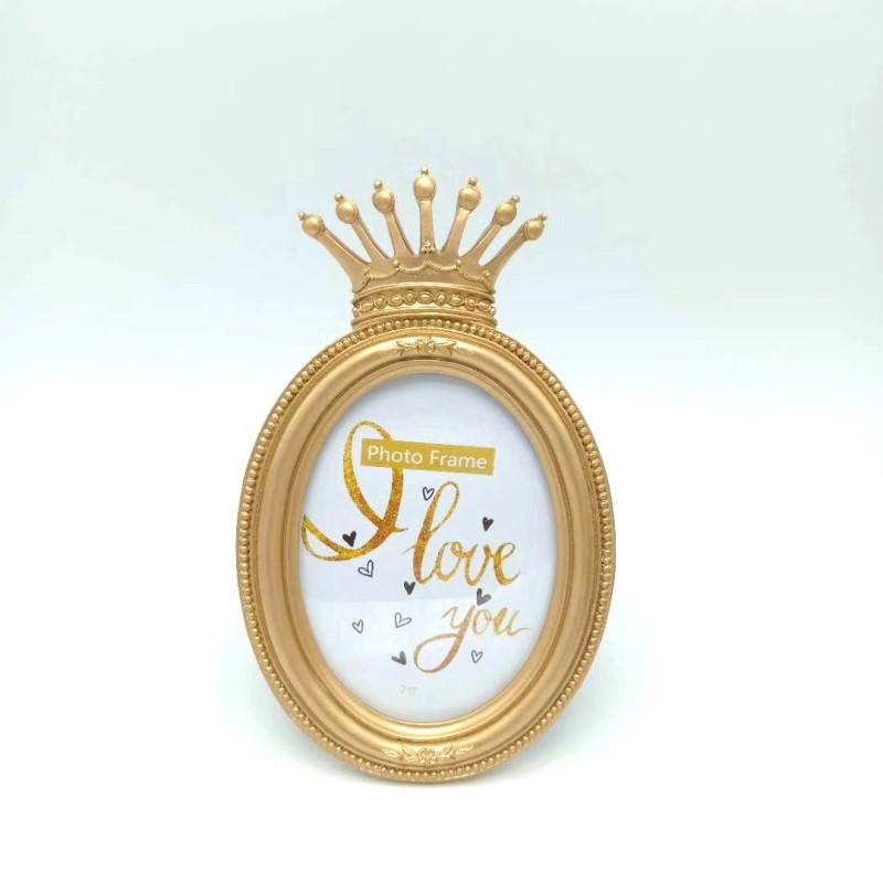 Oval Shape Golden Crown Resin Photo Frame Home Decor Desktop Picture Frame