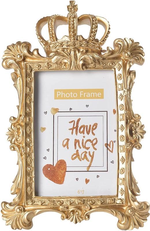 Luxurious Golden Crown Resin Photo Frame Home Decor Desktop Picture Frame