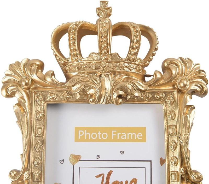 Luxurious Golden Crown Resin Photo Frame Home Decor Desktop Picture Frame