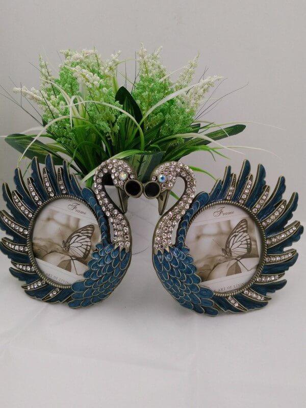 A Pair Blue Swan Picture Frame Home Decor Desktop Photo Frame Desk Ornaments