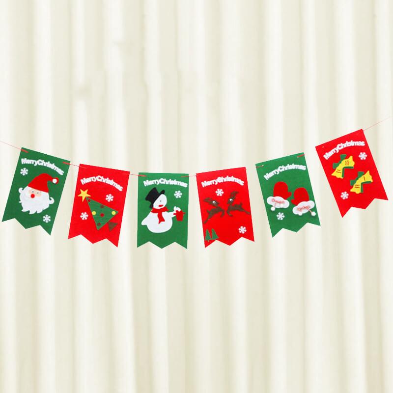 Merry Christmas Banner Christmas Banners Flags Christmas Bunting Decorations  Indoor Outdoor Decoration 6 Pack