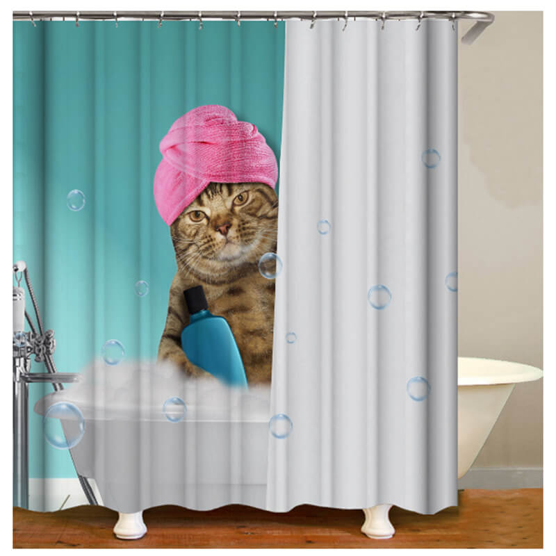 Funny Animals Shower Curtain for Bathroom with Hooks