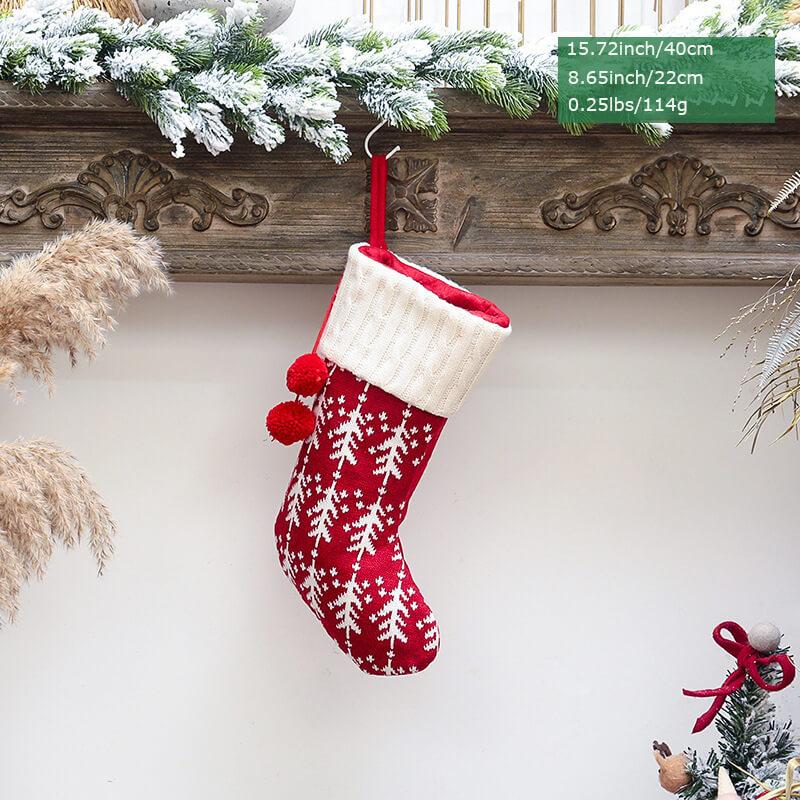 Red And White Elk Knitted Christmas Socks Cute Candy Pockets, Christmas Decorations Party Decorations