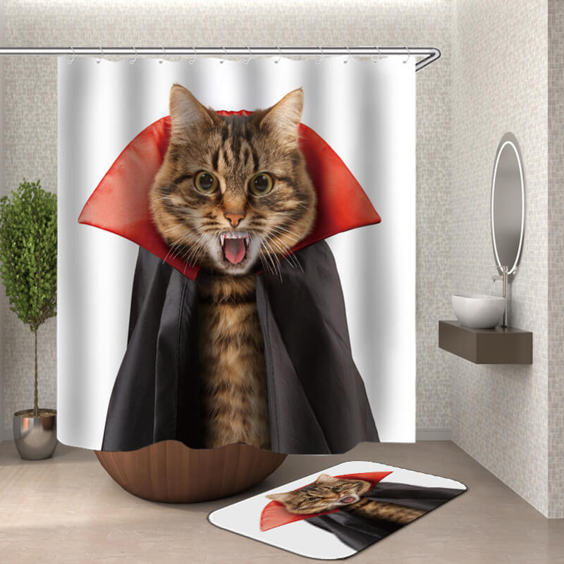 Funny Animals Shower Curtain for Bathroom with Hooks