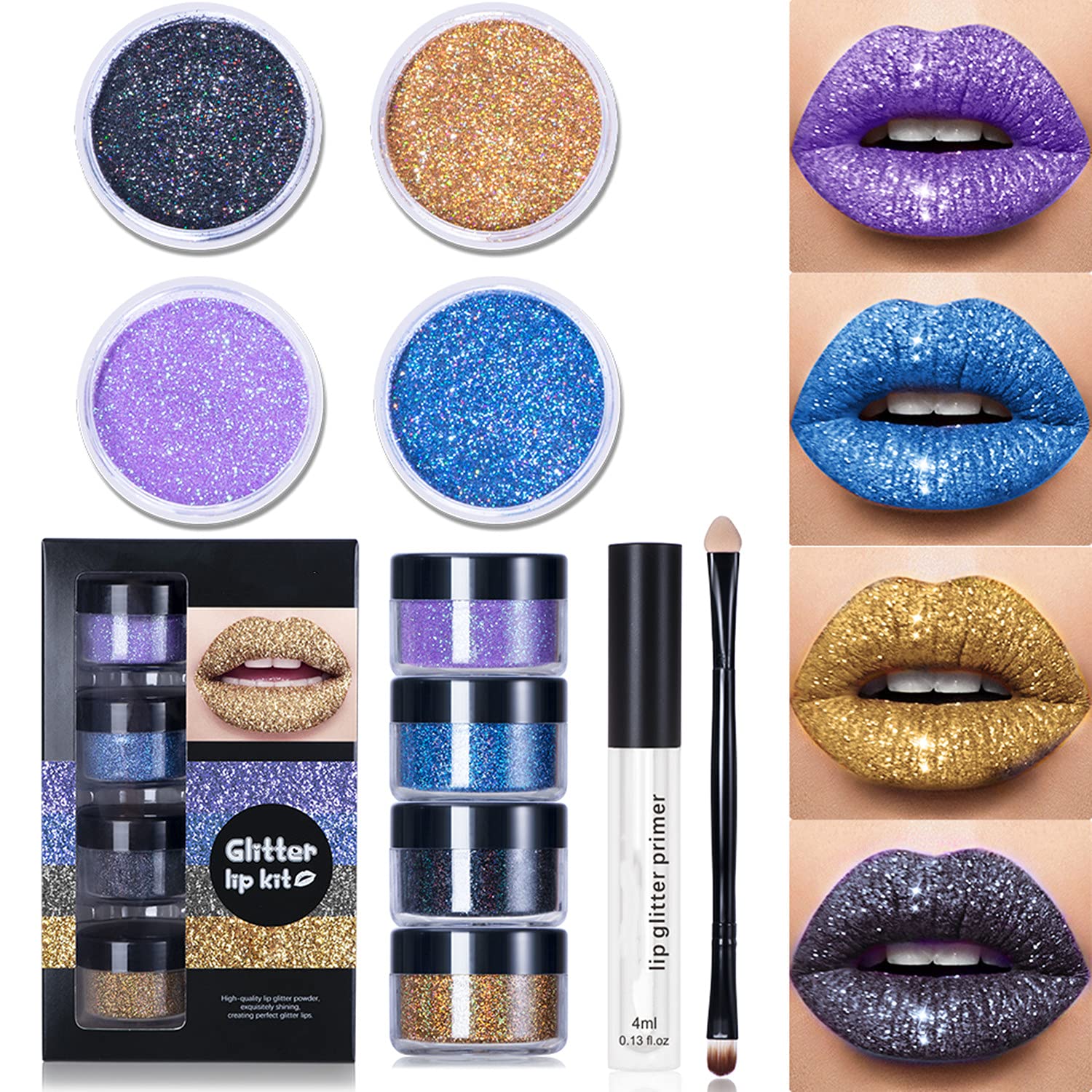 MAEPEOR Glitter Lips Smudgeproof and Longlasting Glitter Lip Kit