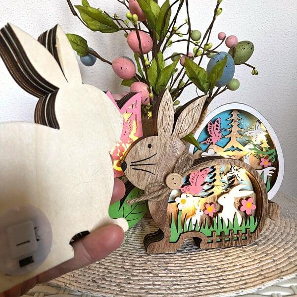 Wooden Easter Decor LED Light