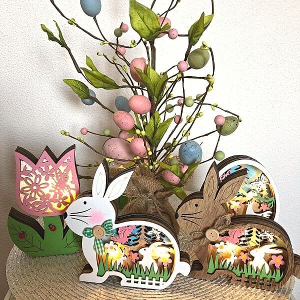 Wooden Easter Decor LED Light