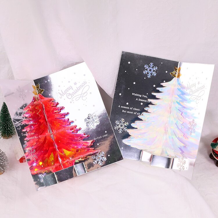 Sparkling 3d Eco-Friendly Christmas Tree Greeting Card 