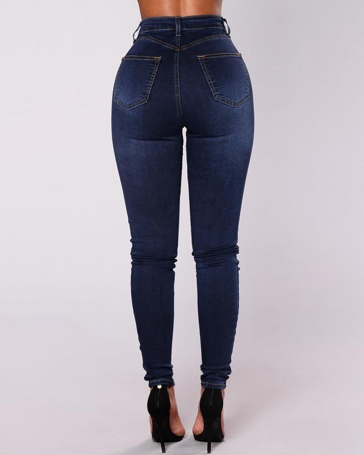 Double Breasted High Waist Skinny Jeans