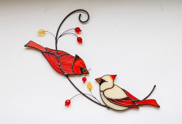 🔥Last Day Special Sale 70% OFF-Pair of Cardinal bird stained ornament