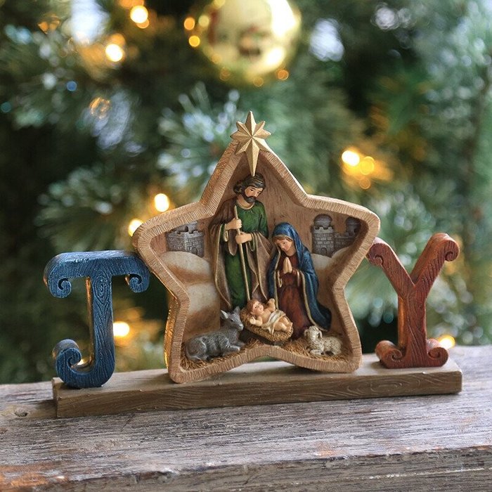 Nativity Scene Holy Family Carved