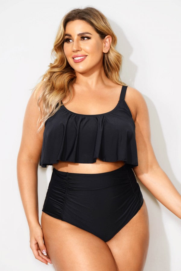 Black Sexy Scoop Neck High Waist Bikini Set