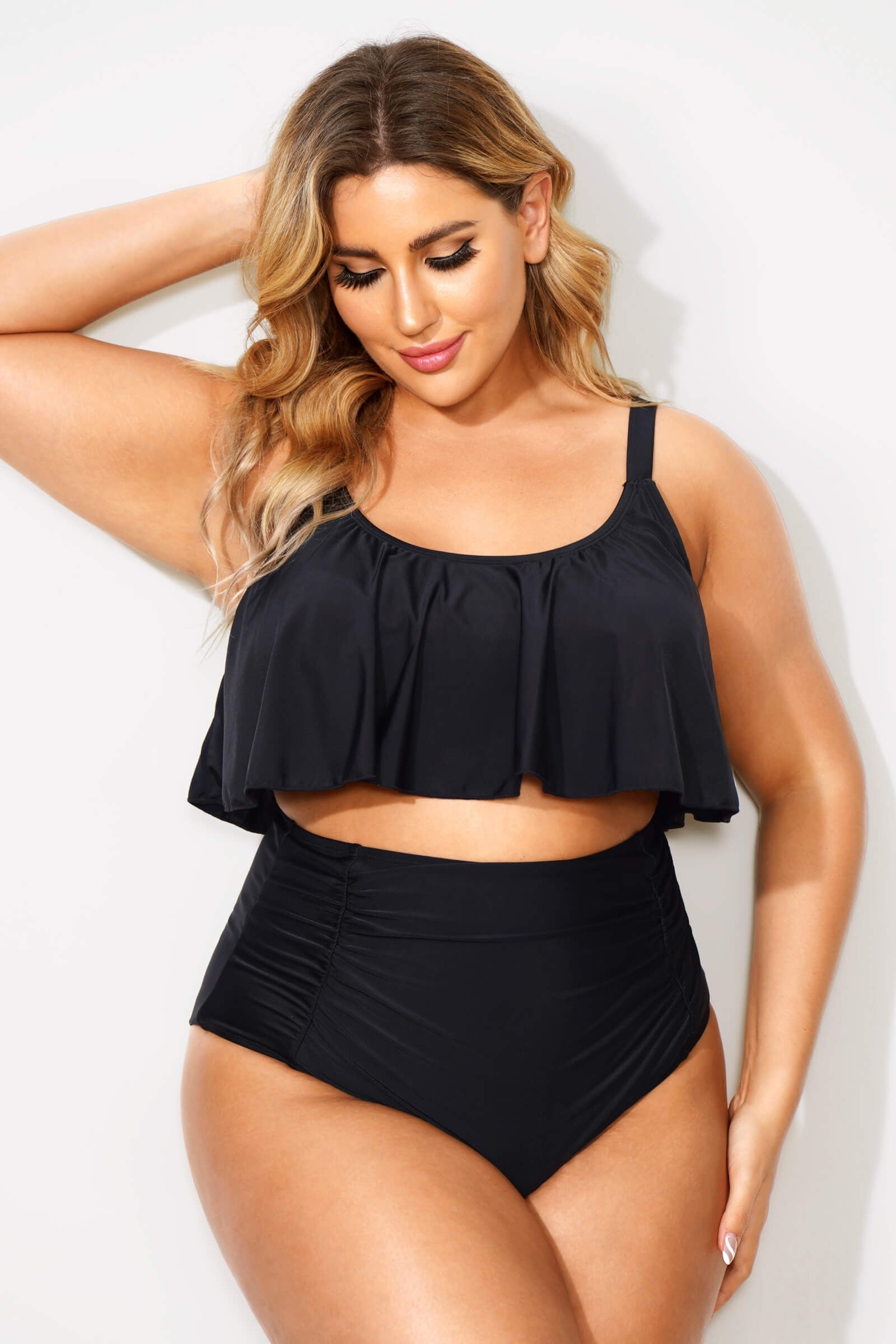 Black Sexy Scoop Neck High Waist Bikini Set