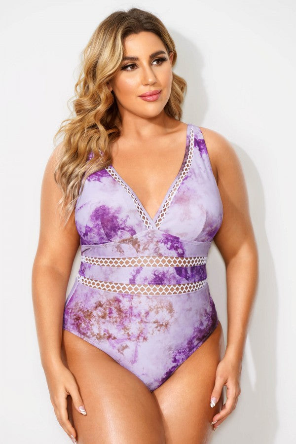 Boss Lattice Plunge V-neck One Piece Swimsuit