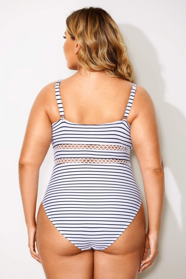 Boss Lattice Plunge V-neck One Piece Swimsuit