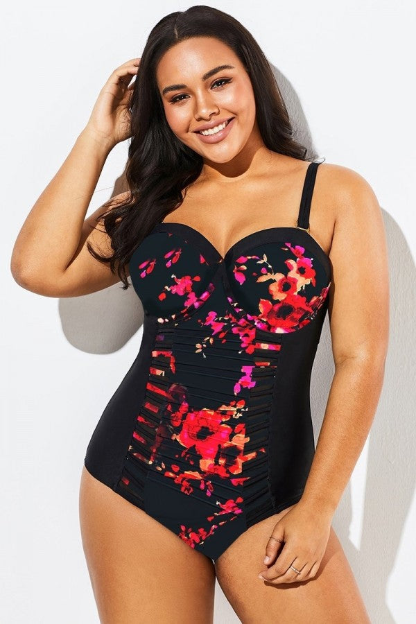 Poppies Sweetheart Neckline Ladies One Piece Swimsuit