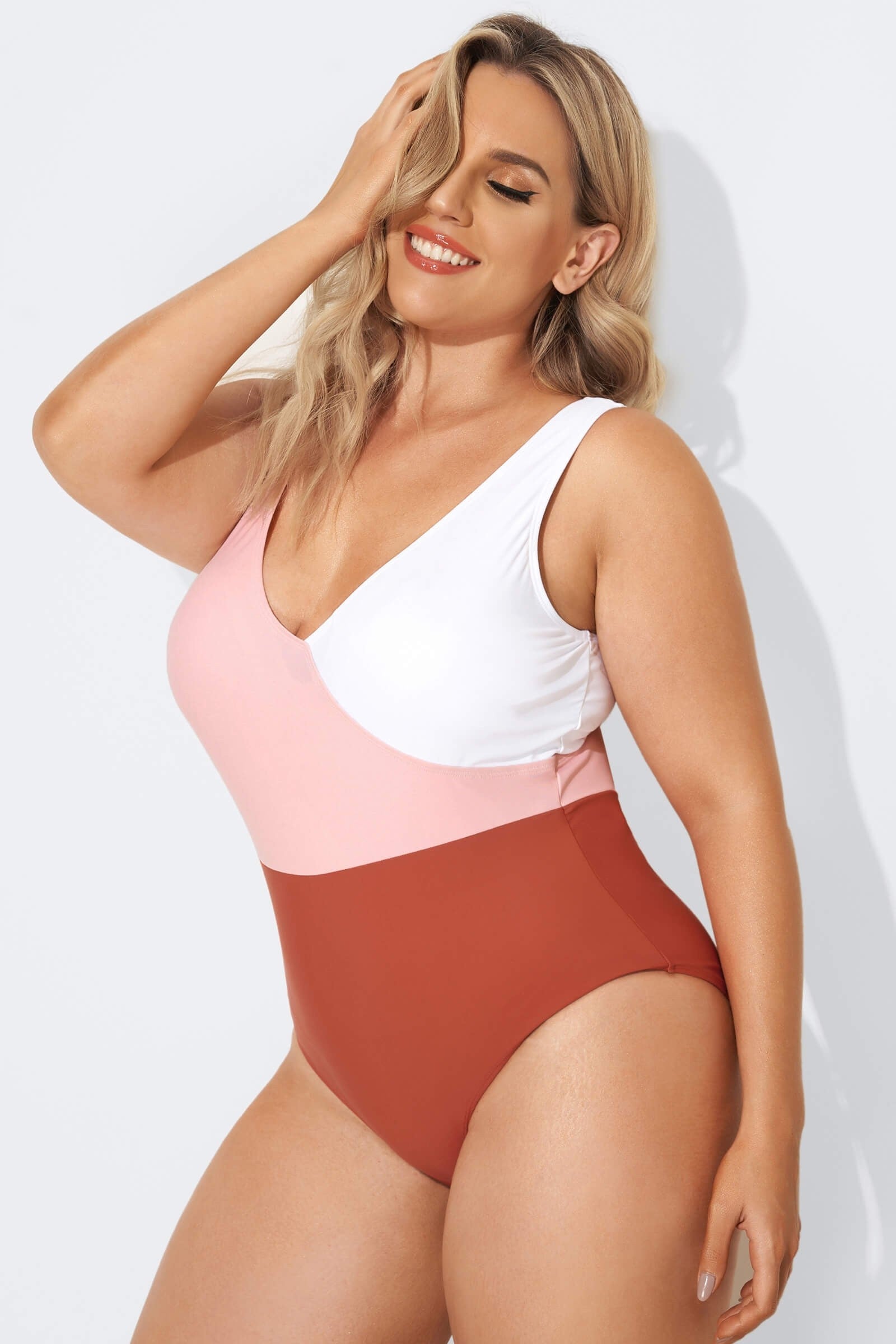 V-Neckline Criss-cross Style One Piece Swimsuits