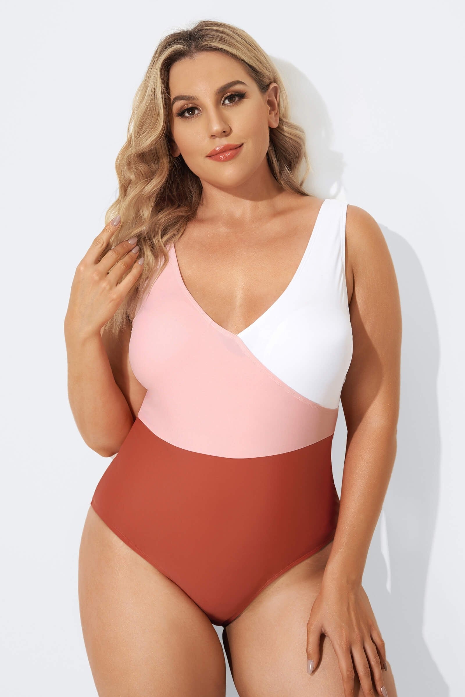 V-Neckline Criss-cross Style One Piece Swimsuits